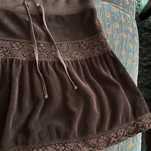 Juicy Couture Vintage Black Terrycloth Lace Skirt